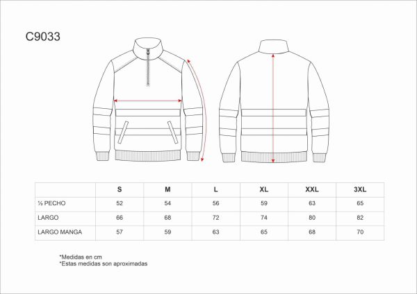 Miliar Ropa Laboral Sudadera combinada con cintas reflectantes. Cuello alto con cierre de media cremallera y costuras reforzadas. Dos bolsos laterales interiores. Dos cintas reflectantes en pecho, espalda y mangas. Suave y cálido acabado en el interior. Puños y cintura elásticos en punto canalé.