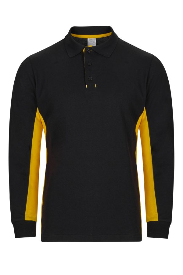 Miliar Ropa Laboral 105514.POLO BICOLOR ML NEGRO/Amarillo 2XL