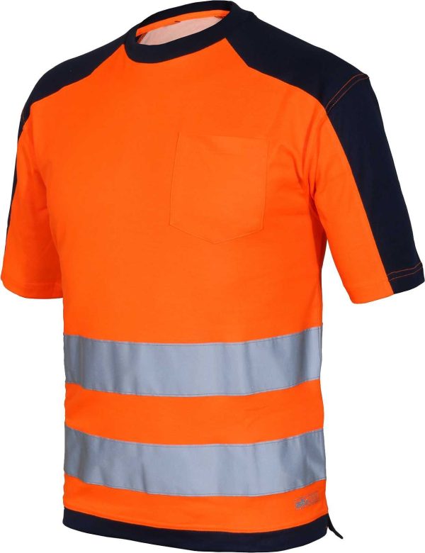 Miliar Ropa Laboral Camiseta TOP manga corta A.V. bicolor EN ISO 20471 Talla S Azul marino/Naranja flúor (47)