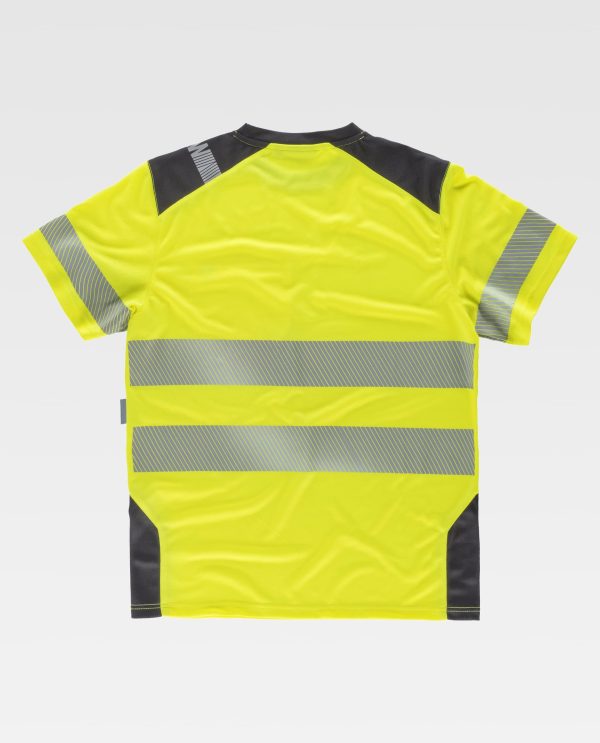 Miliar Ropa Laboral Camiseta manga corta combinada con alta visibilidad. Cintas reflectantes discontinuas.