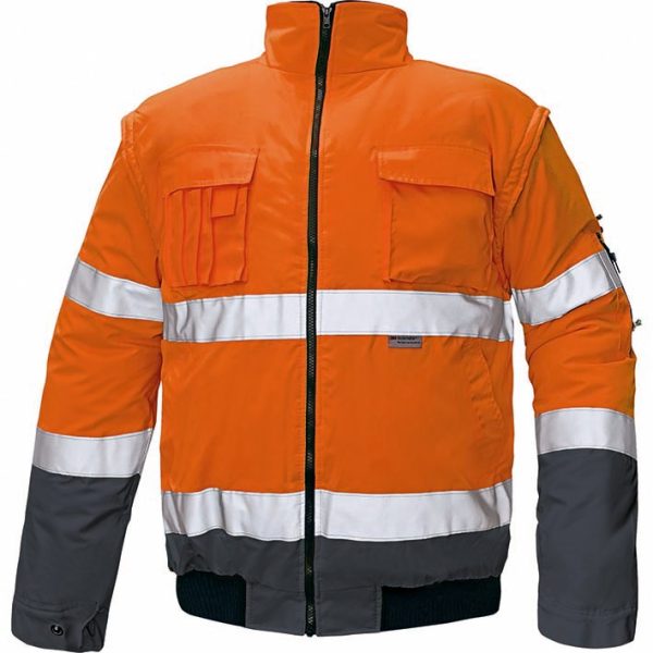 Miliar Ropa Laboral Parka tipo Pilot 2 en 1 de alta visibilidad combinada, confeccionada con tejido Oxford 300D y recubrimiento PU.100% poliéster Oxford 300D/PU.