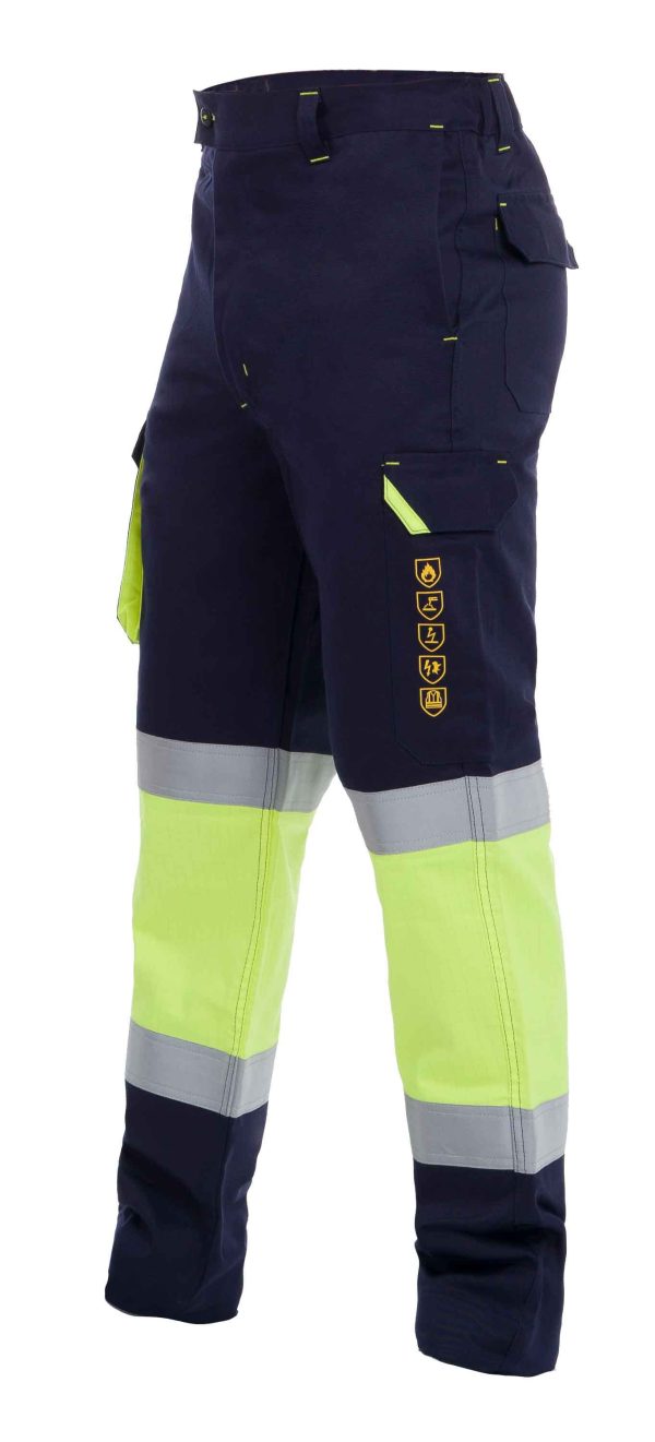 Miliar Ropa Laboral Pantalón. Base: 99% algodón y 1% fibra antiestática.Gramaje: 260GSM. Flúor: modacrílico multifibra.
